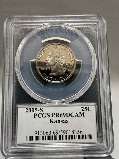 2005-s PCGS pr69 dcam Kansas 25c